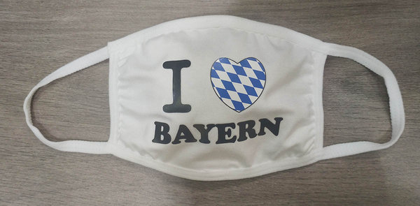 Gesichtsmaske weiß "I Love Bayern"